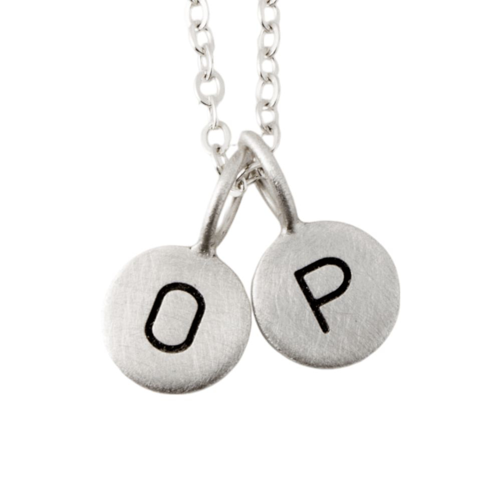Sterling silver initial charm necklace with engraved letters